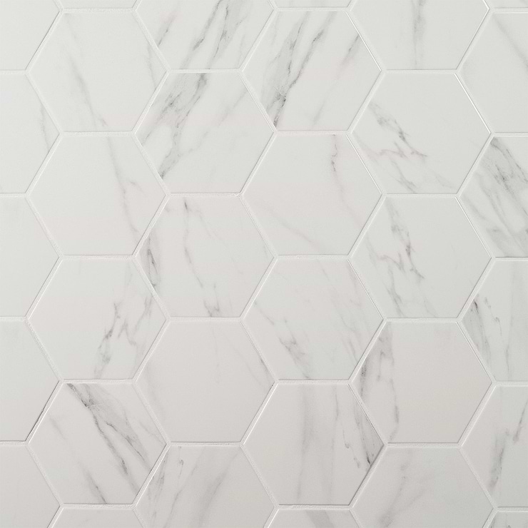 Amalfi Statuario 6” Hexagon Polished Porcelain Tile
