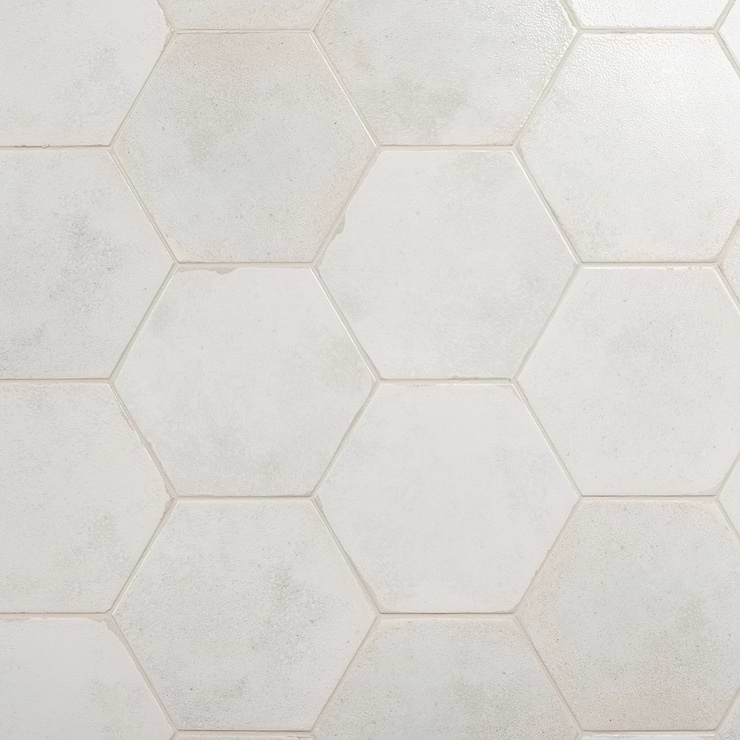Kalay White 9" Hexagon Polished Porcelain Tile