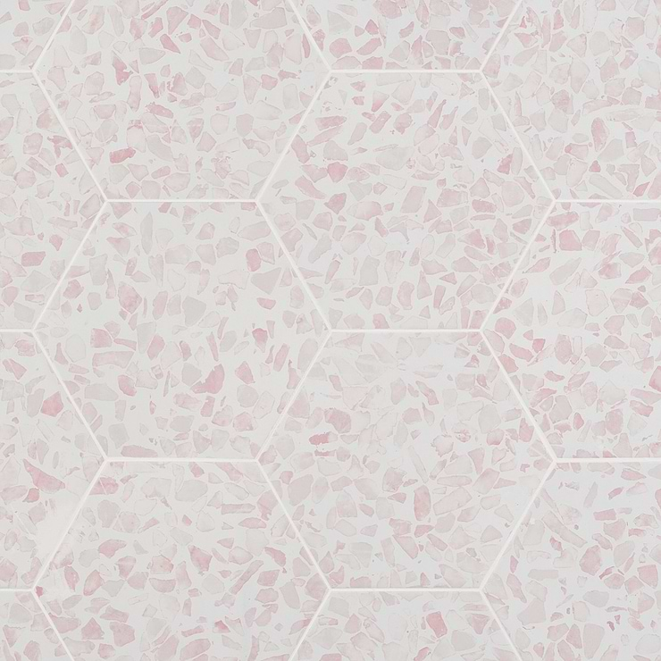 Terrazzo Hex Pink 9" Terrazzo Look Matte Porcelain Tile