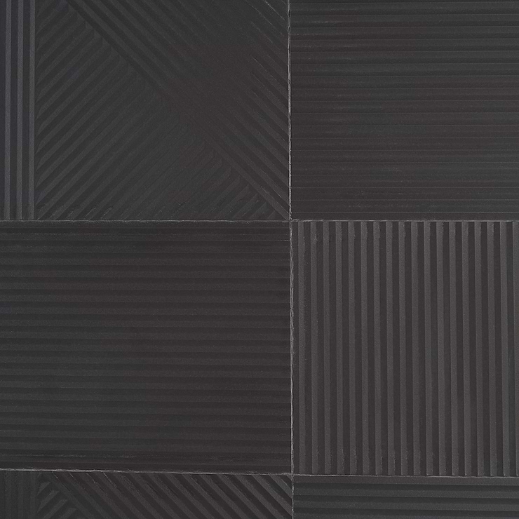 Renzo Grafite Black 3D Matte Porcelain 12x24 Tile
