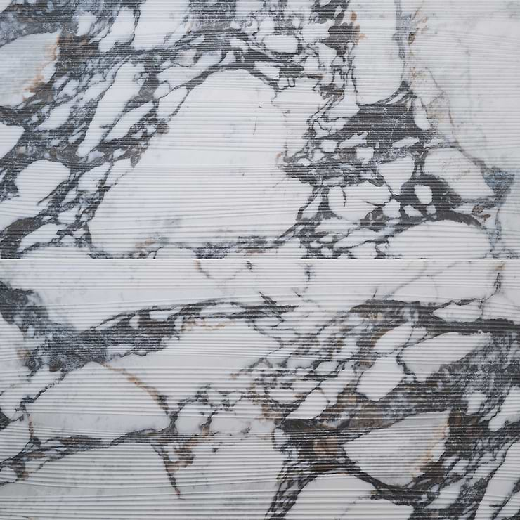 Autograph Vibe Arabescato White 24x48 3D Textured Marble Look Matte Porcelain Tile