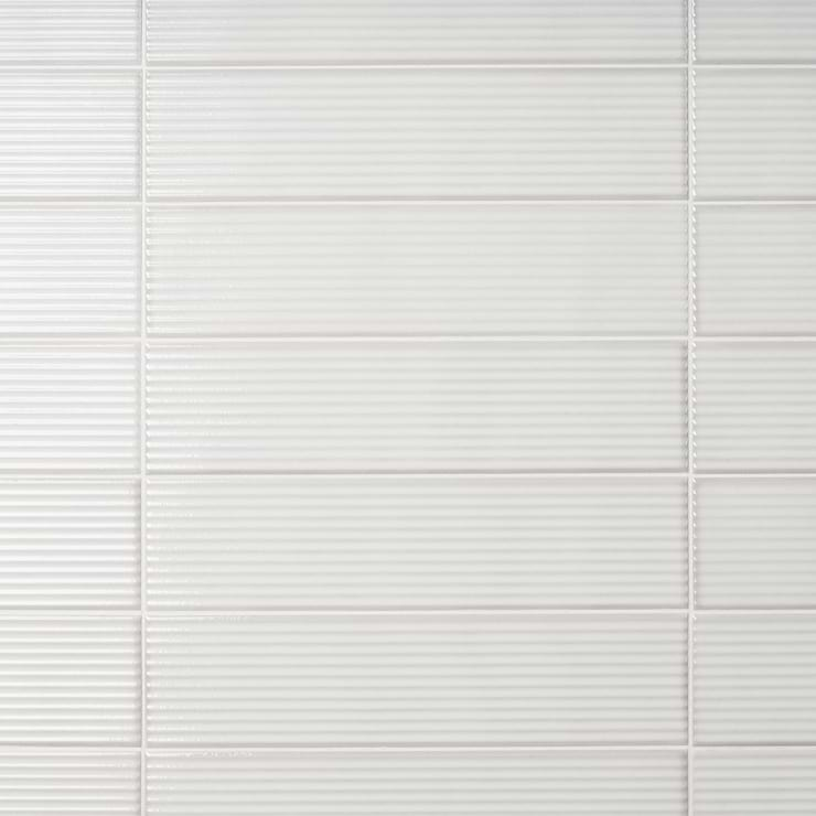 Stacy Garcia ArtBlock Bianco White 4x16 Fluted Glossy Porcelain Tile