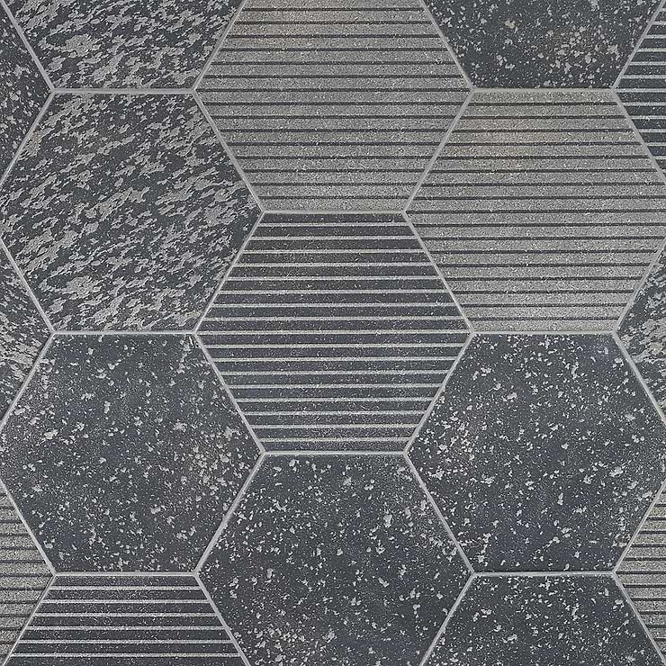 Texstone Deco Antracita Dark Gray 9" Porcelain Matte Hexagon Tile