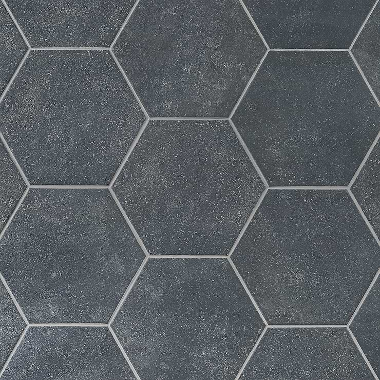 Texstone Antracita Dark Gray 9" Matte Porcelain Hexagon Tile