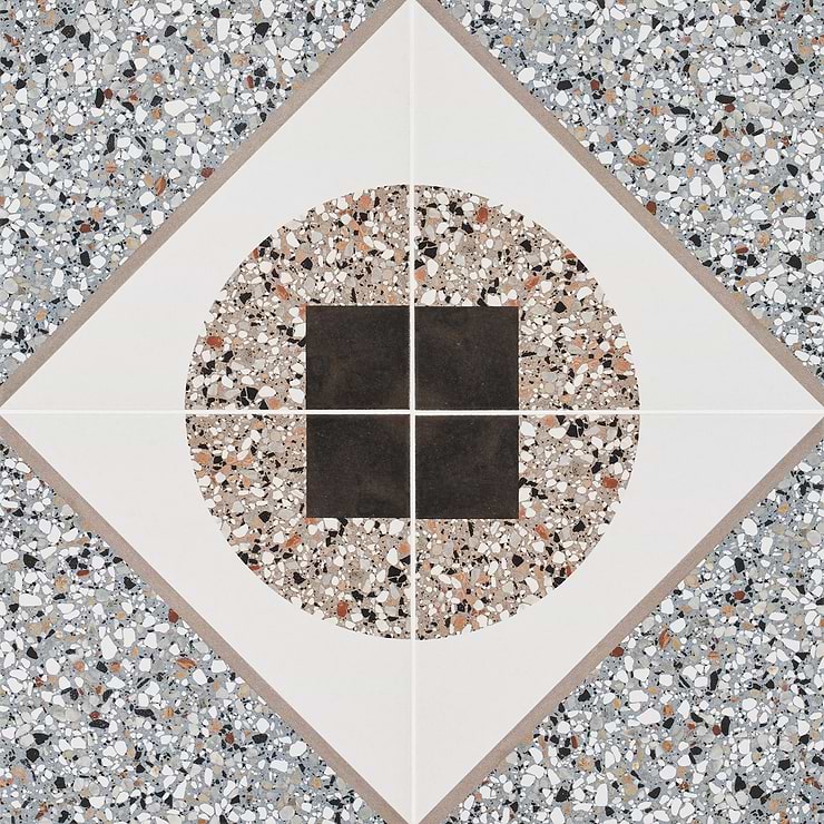 Chips Deco Azur Multicolor 8x8 Terrazzo Look Matte Porcelain Tile