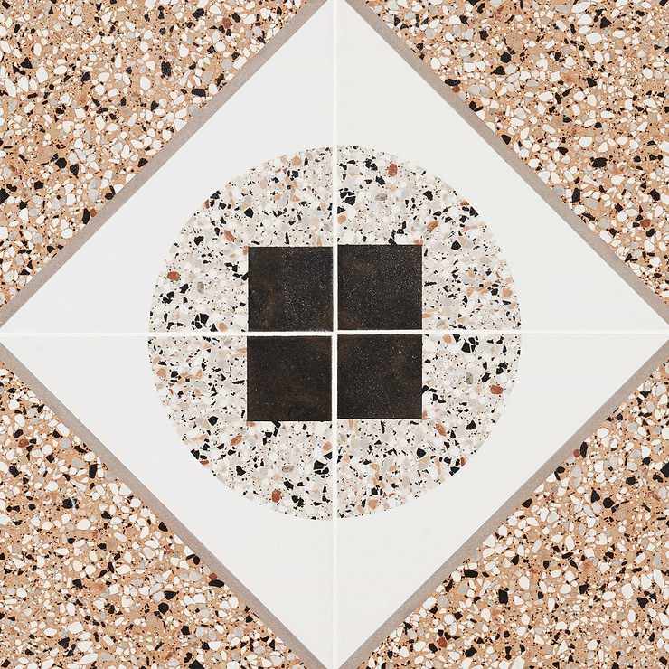 Chips Deco Terracotta Multicolor 8x8 Terrazzo Look Matte Porcelain Tile