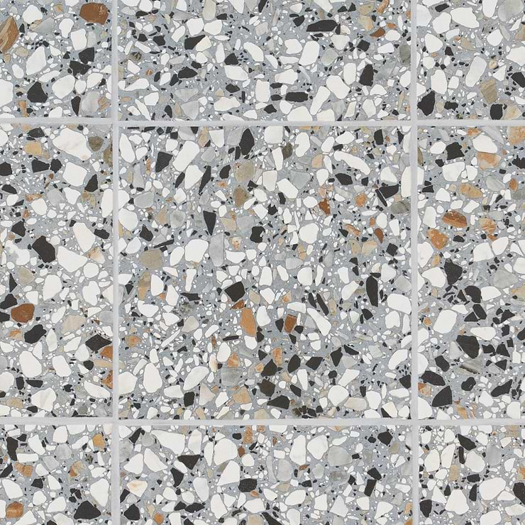 Chips Macro Azur Multicolor 8x8 Terrazzo Look Matte Porcelain Tile