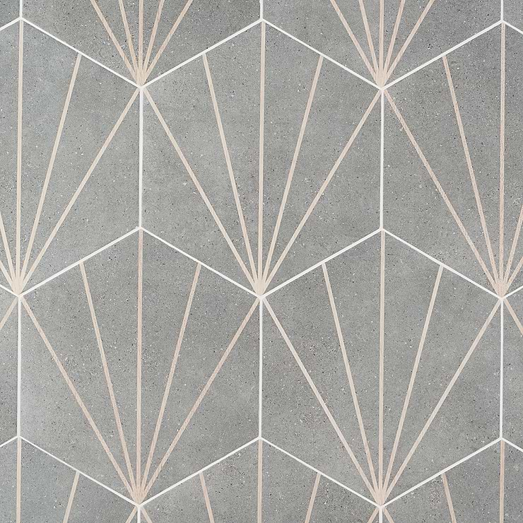 Pergola Beams Graphite 12.5" Hexagon Gray Matte Porcelain Tile