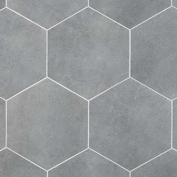 Pergola Graphite 12.5" Hexagon Gray Matte Porcelain Tile