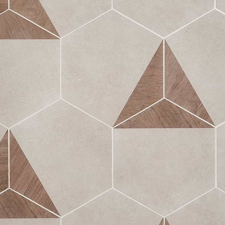 Pergola Wood Taupe 12.5" Hexagon Matte Porcelain Tile