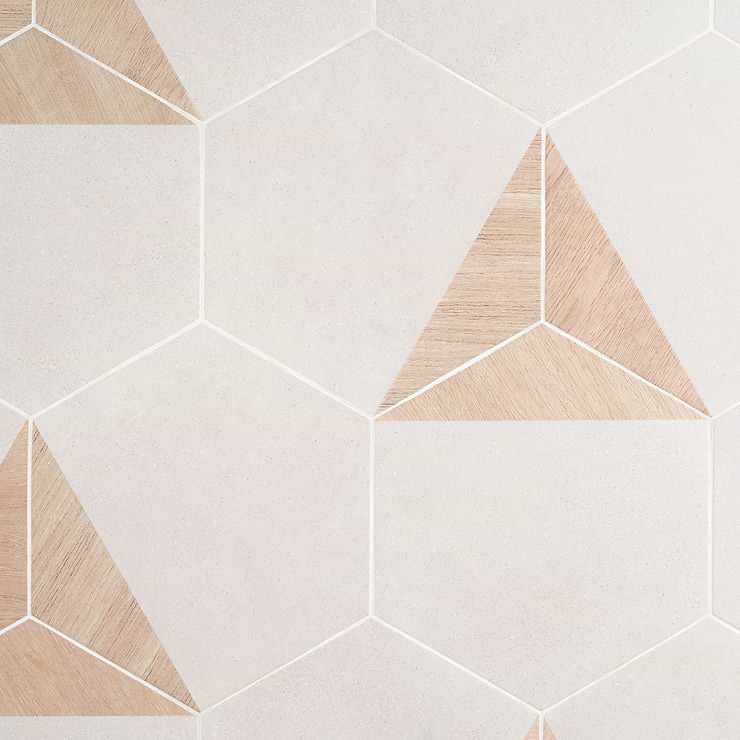 Pergola Wood White 12.5" Hexagon Matte Porcelain Tile