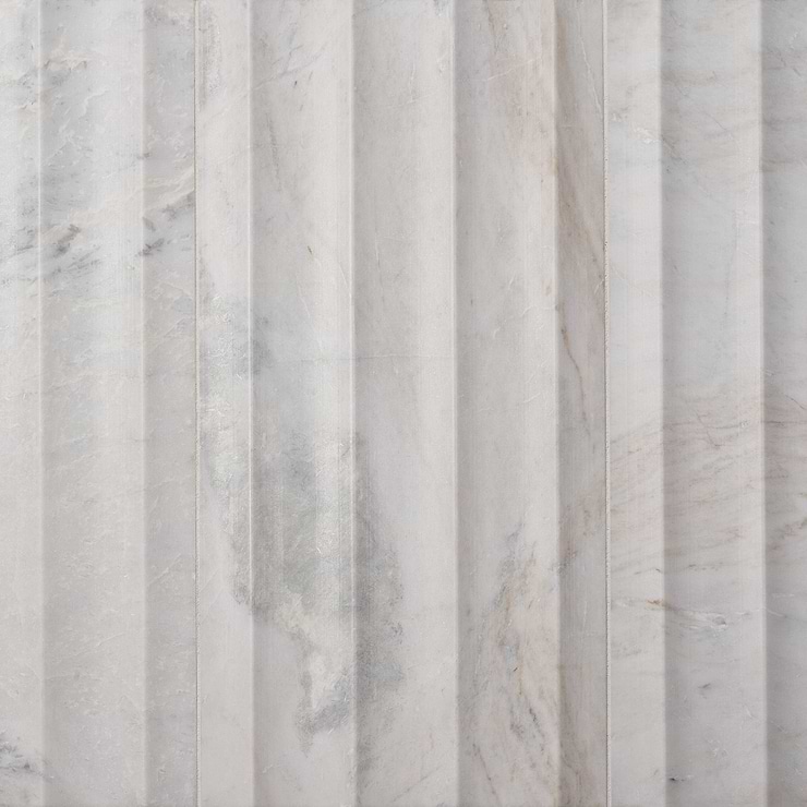 Stonework Fluted Alaska White 12x24 3D Honed Marble Tile