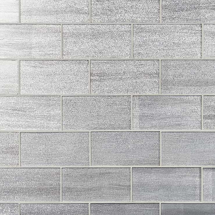 Veda Silver 4x9 Polished Glass Tile