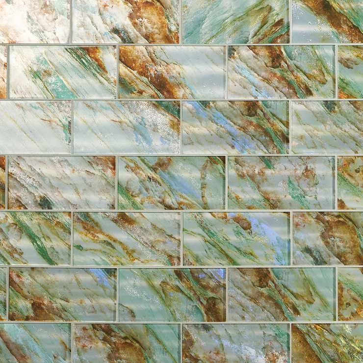 Gem Emerald Green 4x9 Polished Glass Tile