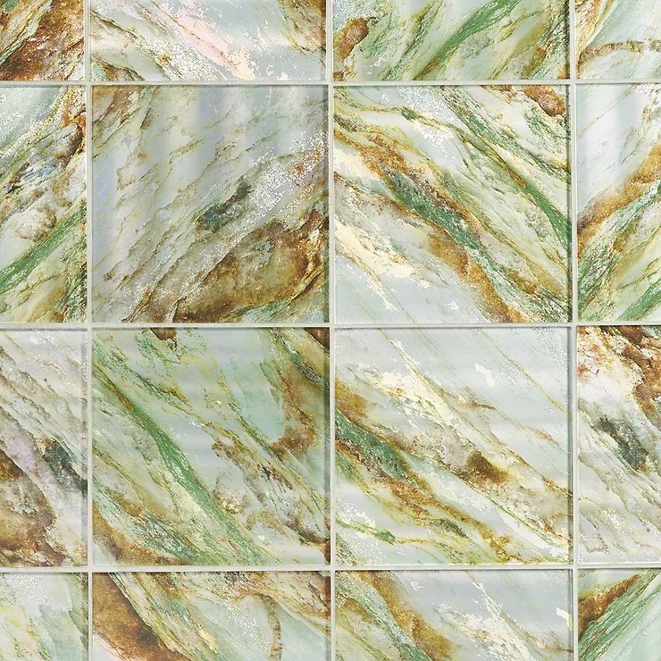 Gem Emerald Green 9x9 Polished Glass Tile