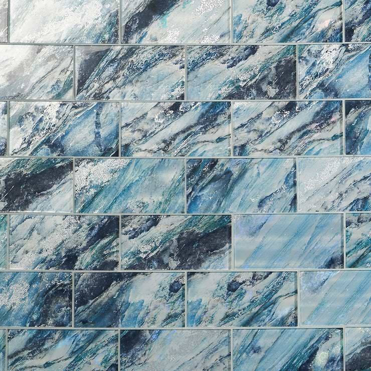 Gem Sapphire Blue 4x9 Polished Glass Tile