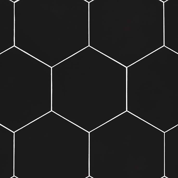 Symetro Hexagon Black 10" Matte Porcelain Tile