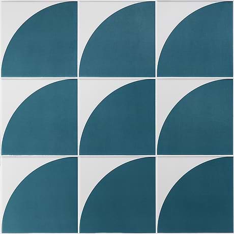 Stacy Garcia Maddox Deco Floor Teal Blue 8x8 Matte Porcelain Tile