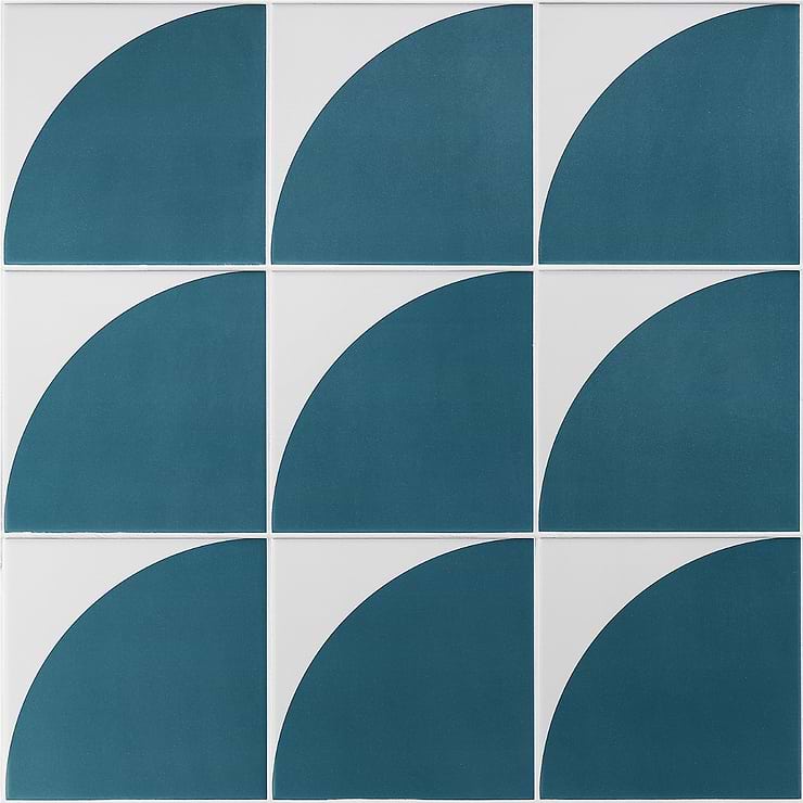 Stacy Garcia Maddox Deco Floor Teal Blue 8x8 Matte Porcelain Tile