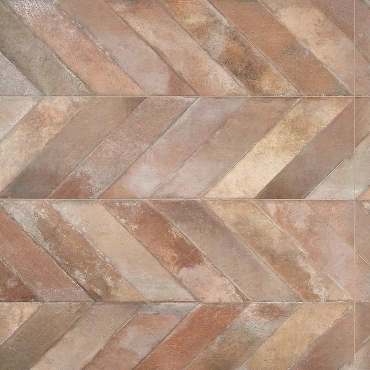 Sculpt Chevron Cotto 24x48 Natural Porcelain Tile