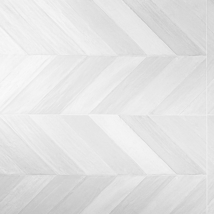 Sculpt Chevron White 24x48 Natural Porcelain Tile