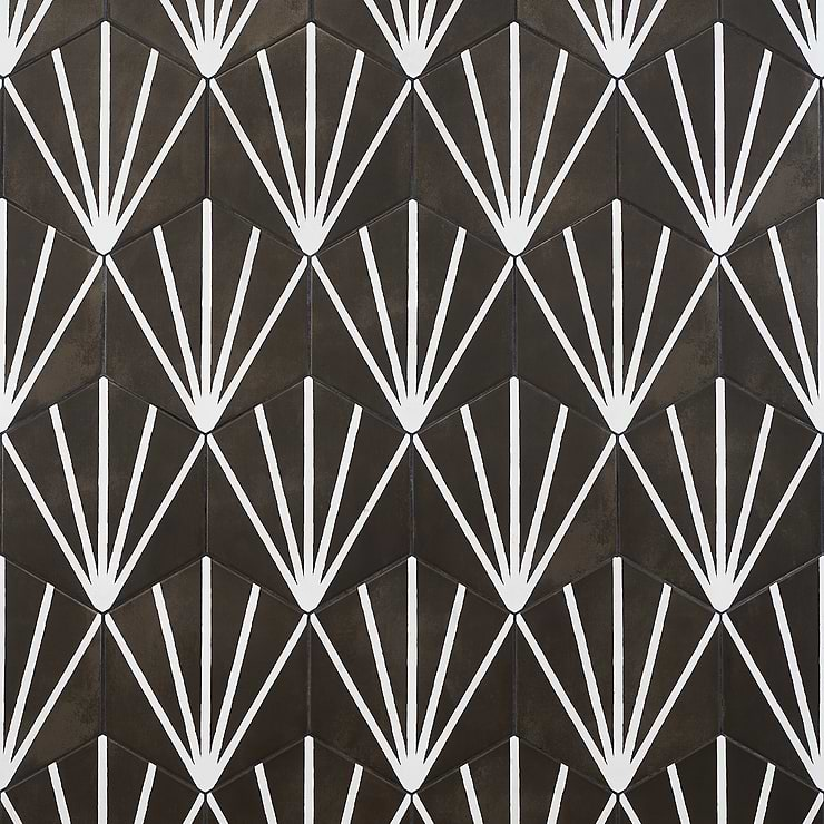 HexArt Nero Deco 8" Porcelain Matte Tile 