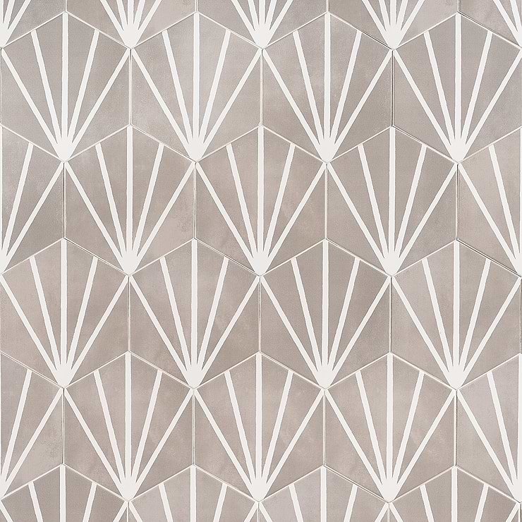 HexArt Gris Deco 8" Porcelain Matte Tile