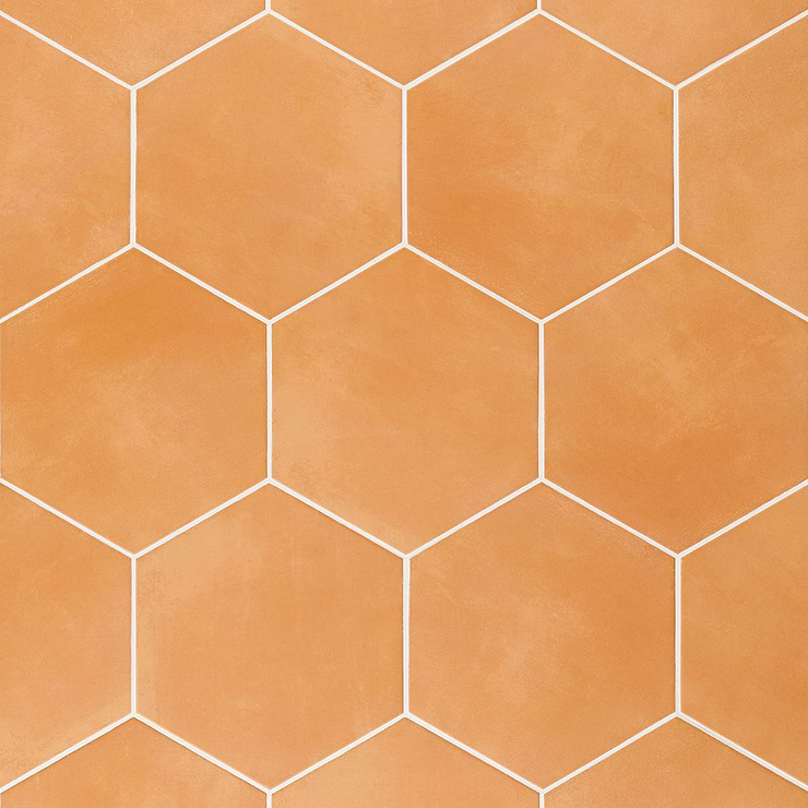 HexArt Orange 8" Hexagon Matte Porcelain Tile