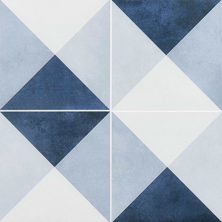 Art Geo by Elizabeth Sutton Cement Deco Blue 8x8 Matte Porcelain Tile: Pattern 2