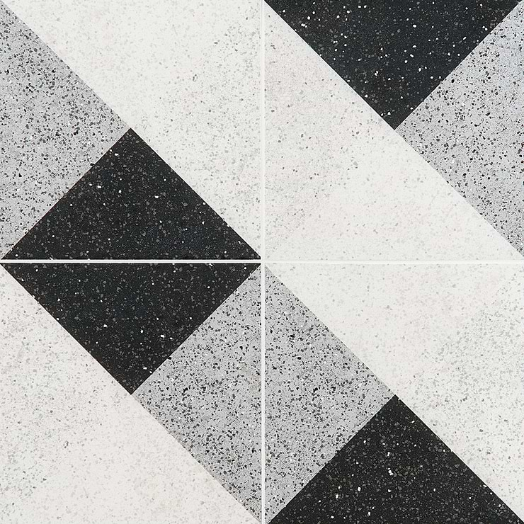 Art Geo by Elizabeth Sutton Terrazzo Deco Charcoal Gray 8x8 Matte Porcelain Tile: Pattern 2