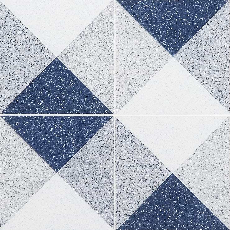 Art Geo by Elizabeth Sutton Terrazzo Deco Blue 8x8 Matte Porcelain Tile: Pattern 2