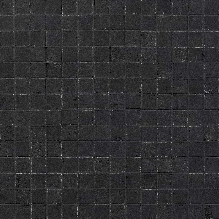 Portrait Black Gold 1x1 Matte Porcelain Mosaic Tile