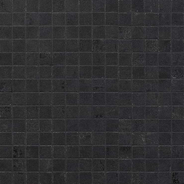 Portrait Black Gold 1x1 Matte Porcelain Mosaic Tile