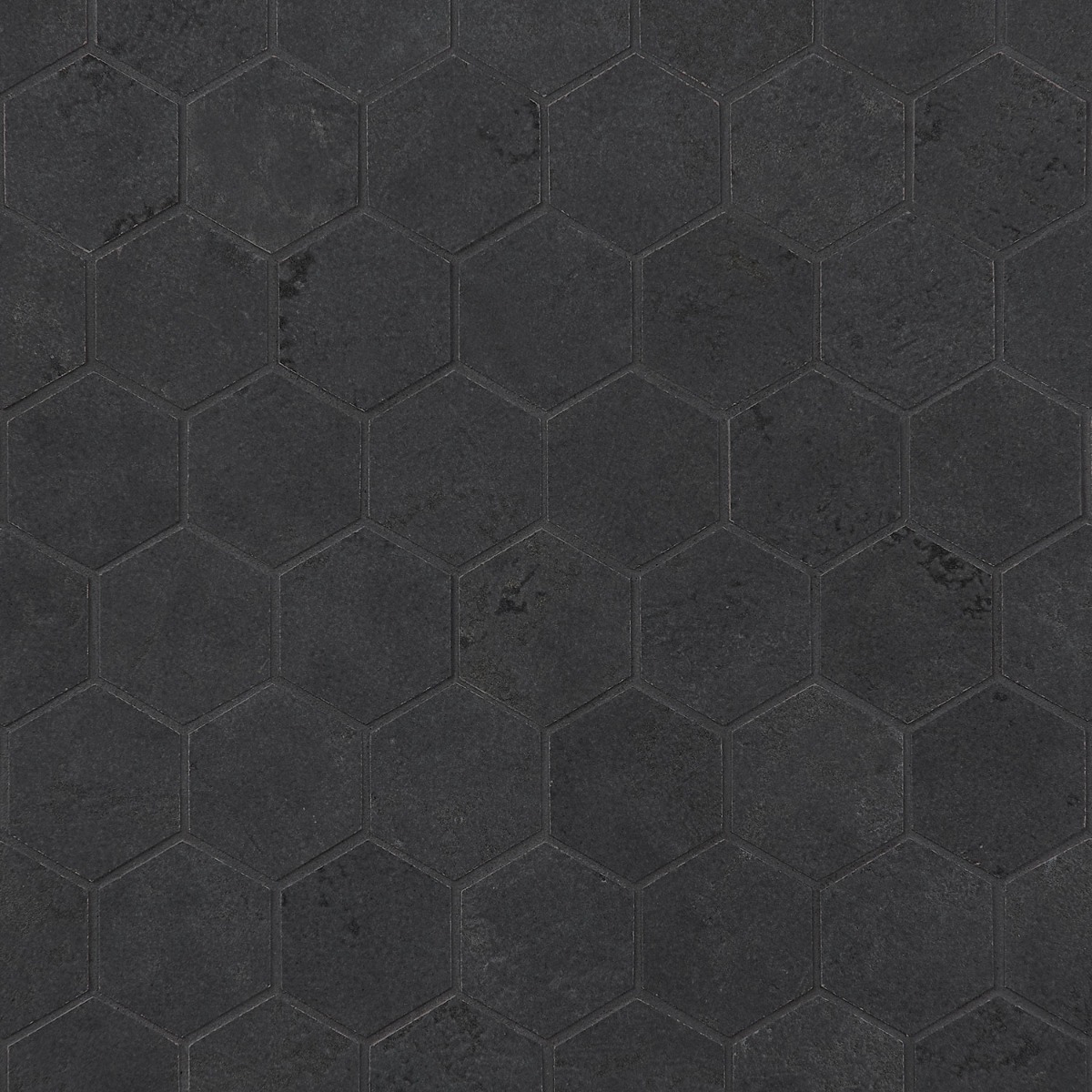 Portrait Black Gold 2" Hexagon Matte Porcelain Mosaic Tile