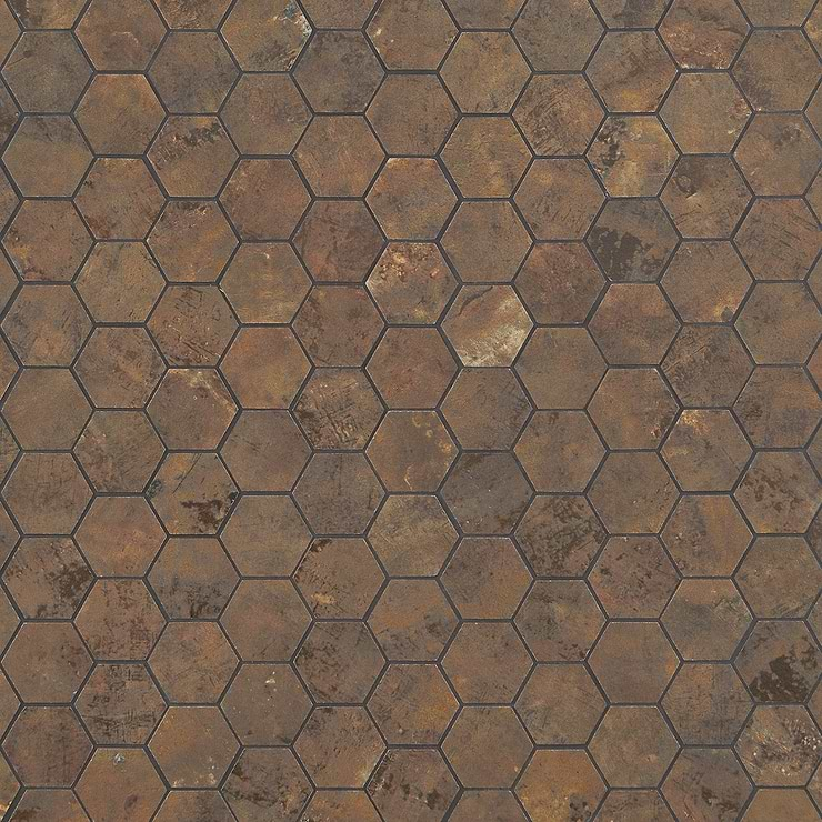 Portrait Copper 2" Hexagon Matte Porcelain Mosaic Tile