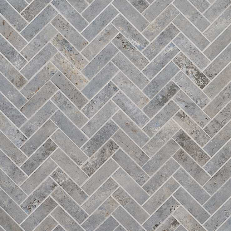 Portrait Ocean Blue 1x4 Herringbone Matte Porcelain Mosaic Tile