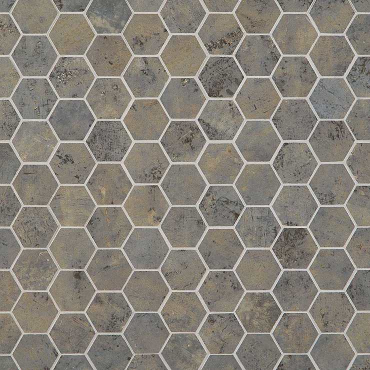 Portrait Sage Gray 2" Hexagon Matte Porcelain Mosaic Tile