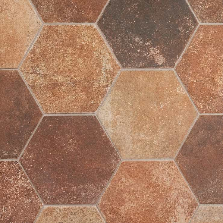 Terra Pompeii Marron Brown 8" Hexagon Matte Porcelain Tile