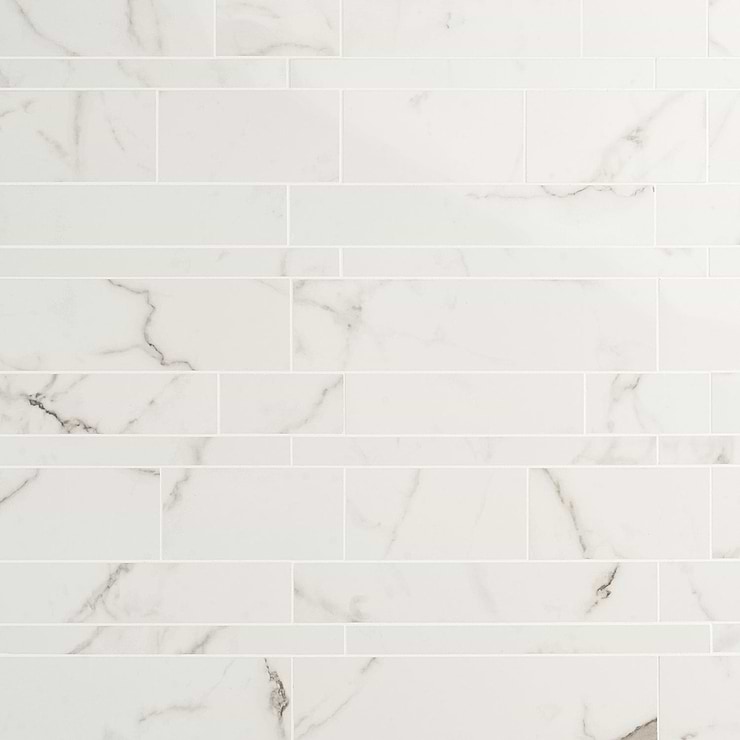 DreamStone Statuario Venato Railroad Polished Porcelain Mosaic