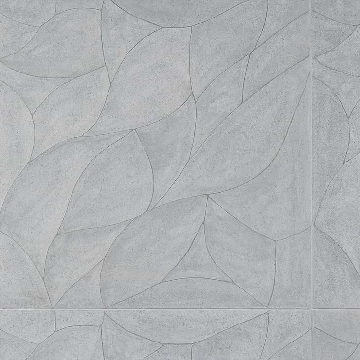 Thalia Blue Gray 18x18 3D Carved Rosette Honed Limestone Tile