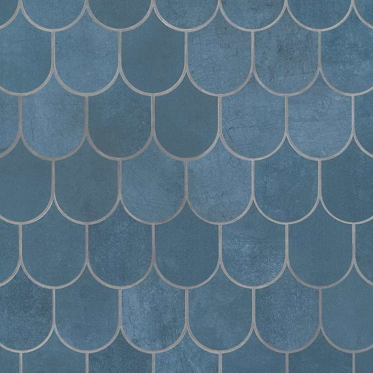 Bond Indio Blue Fishscale Plume Matte Porcelain Mosaic Tile