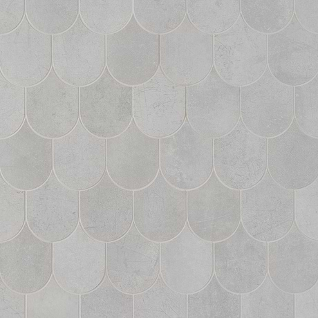 Bond Nimbus Silver Fishscale Plume Matte Porcelain Mosaic Tile