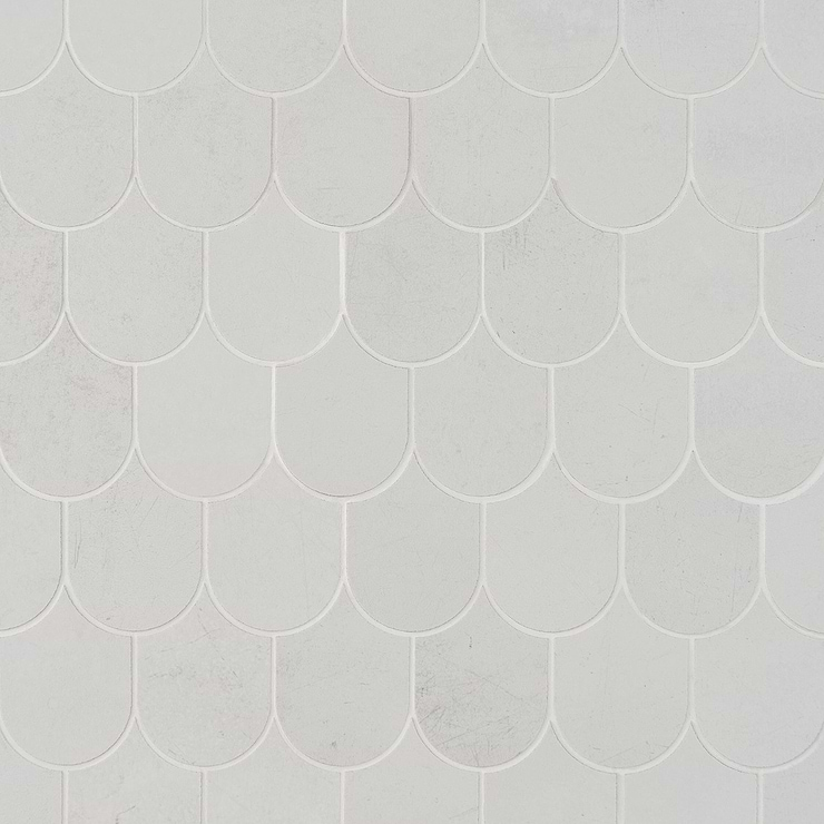 Bond Palladium Light Gray Fishscale Plume Matte Porcelain Mosaic Tile