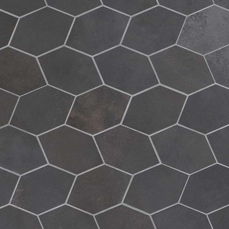 Bond Venom Charcoal Foliage Matte Porcelain Mosaic Tile