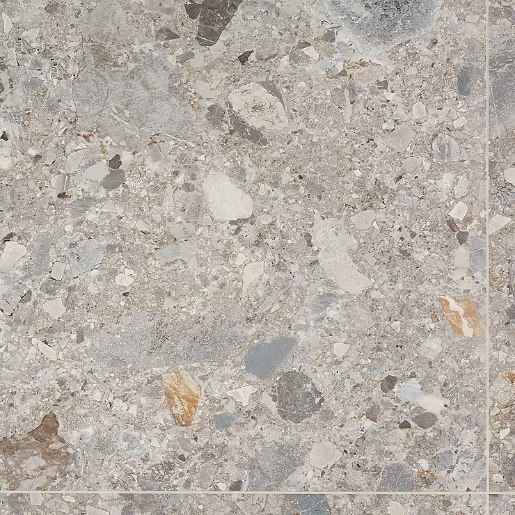 Rizo Earth Gray 24x24 Terrazzo Look Matte Porcelain Tile