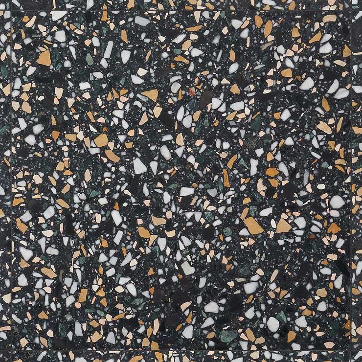 Terrazzo Italy Cava Notte Black 24x24 Honed Marble Tile