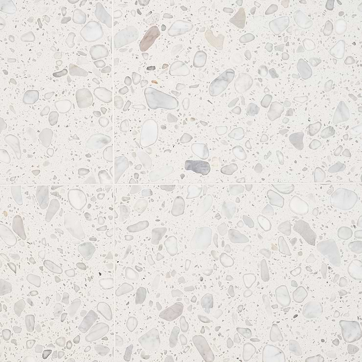 Terrazzo Italy Sacra Bianco White 24x24 Honed Terrazzo Tile