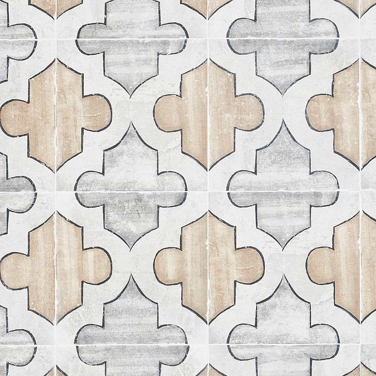 Alesso Deco Picos Beige 8x8 Matte Porcelain Tile