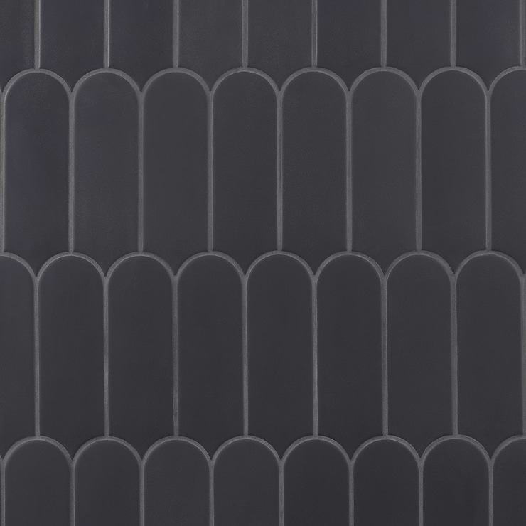 Parry Charcoal 3x8 Fishscale Matte Ceramic Wall Tile
