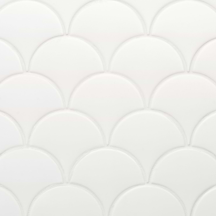 Highwater Blanco White Fishscale Matte 2x5 Ceramic Wall Tile